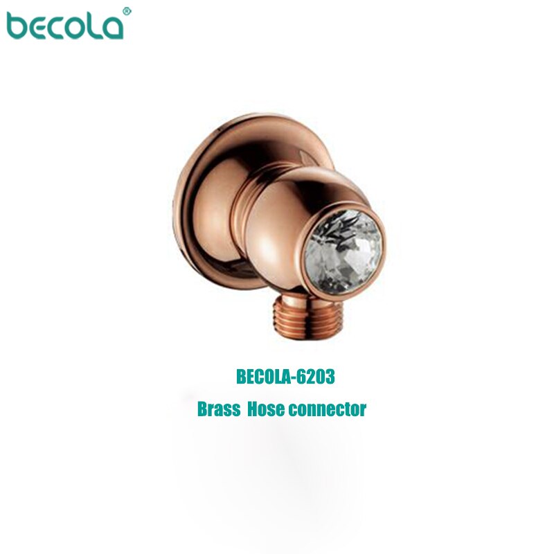 BECOLA, , cromado, accesorios para grifos de baño, oro rosa, latón, montado en la pared, Conector de manguera de ducha, Unidad de codo de pared