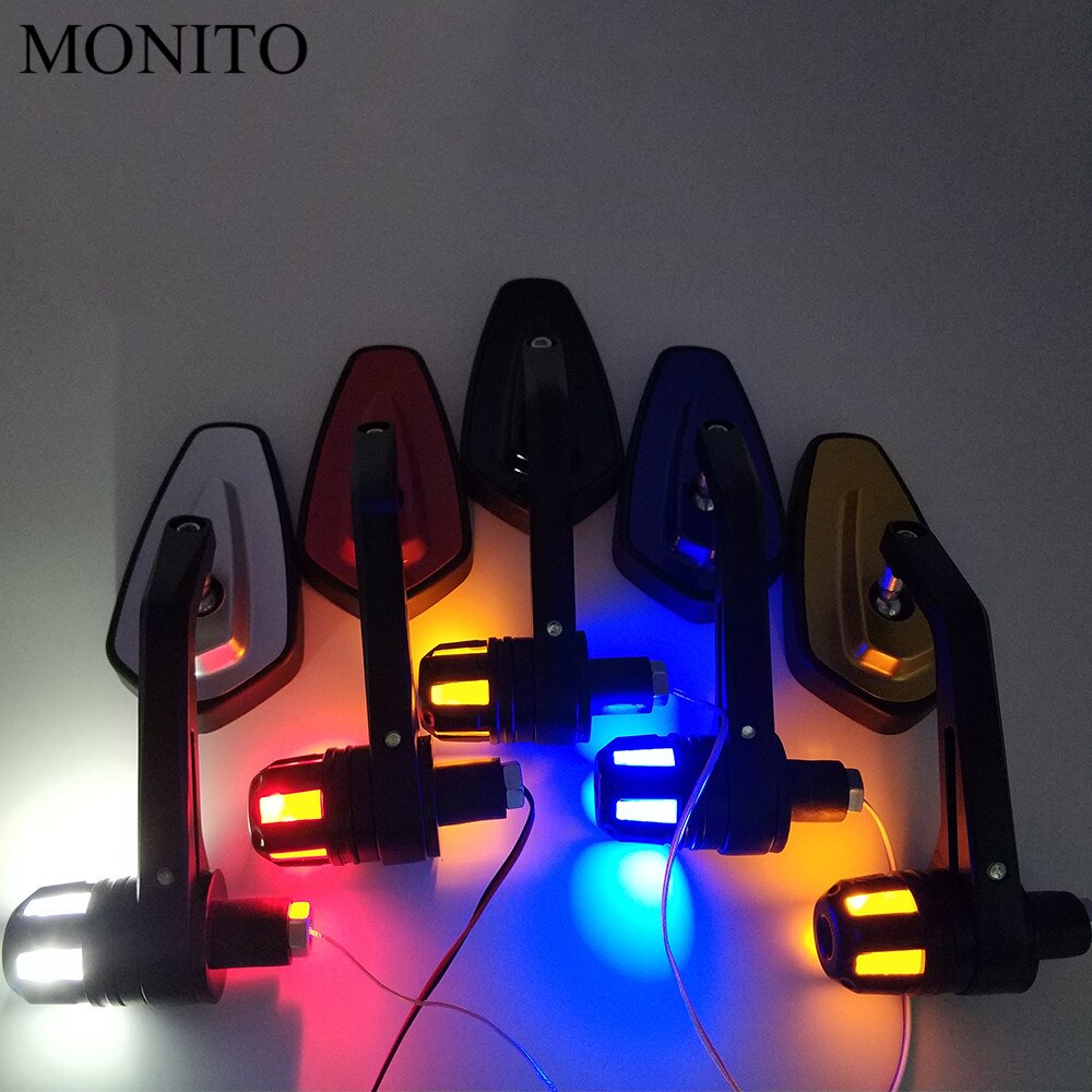 7/8 22mm Motorcycle Side Mirror LED Handle Bar End Mirrors Turn Signal For Honda CB 300F 500F CBR600RR CBR929RR CBR954RR CB1000R