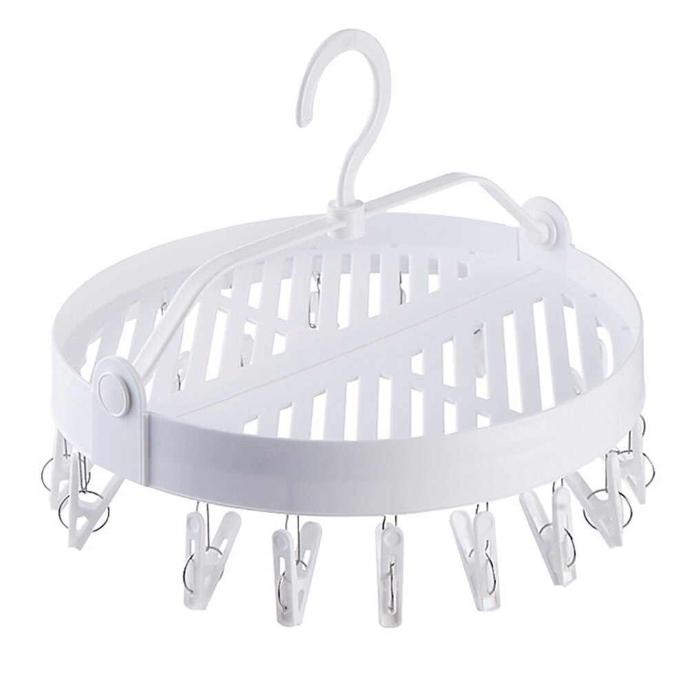 18 Clips pliable vêtements étendoir 360 degrés rotation coupe-vent étendoir porte-chaussette pince à linge chaussettes sous-vêtements maison cintre: White