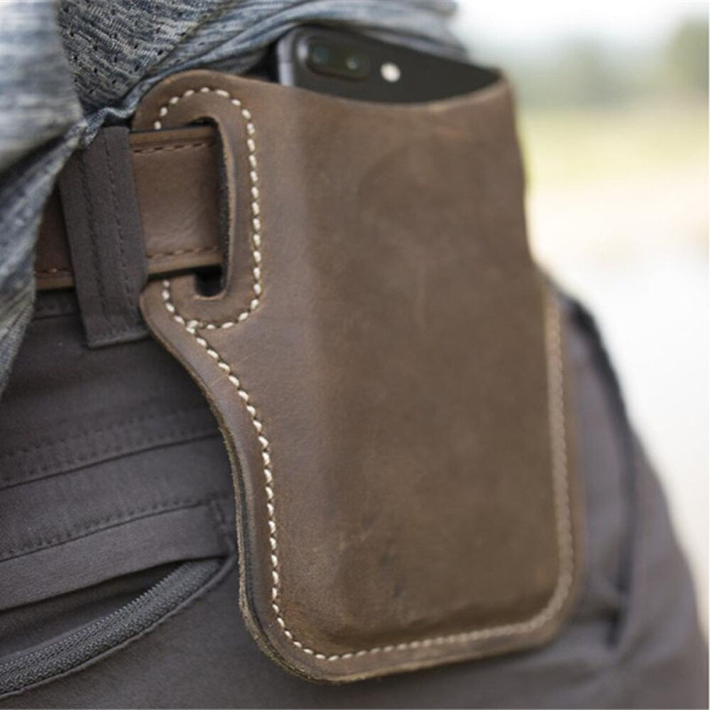 Retro Artificial Leather Mobile Phone Carrier Belt Pouch Men Waterproof Cellphone Loop Holster Protection Case Waist Bag Wallet