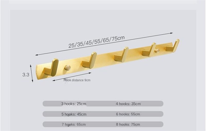 Robe Hooks Clothes Hat Hook Row Brushed Gold Robe Hook Aluminum Bathroom Robe Hook Bath Hardware Set Kitchen Hanger