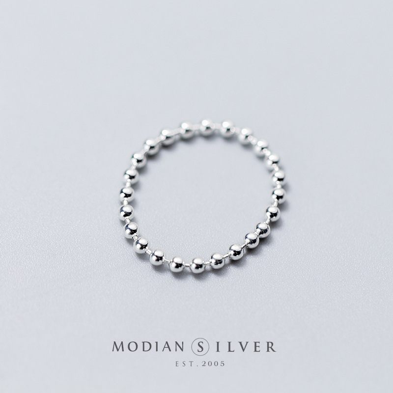 Modian Minimalistischen Glänzend Perlen Finger Ring für Frauen Authentische 925 Sterling Silber Ring Korea Stil Edlen Schmuck