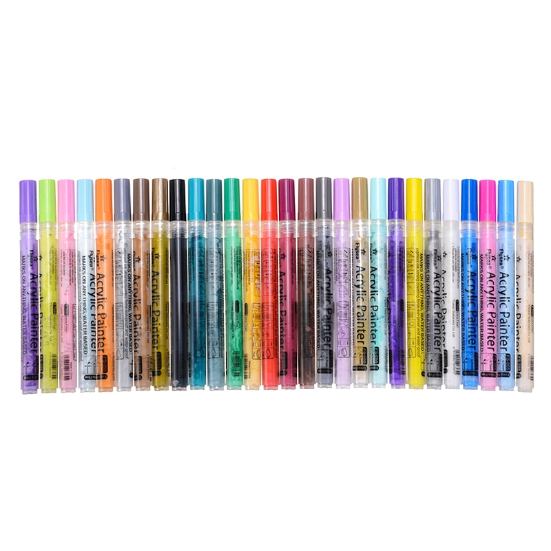 Painting Supplies Acrylic Paint Marker Pen 28 Colors/set Art Markers Wrote On Canvas Metal Ceramic Wood Plastic