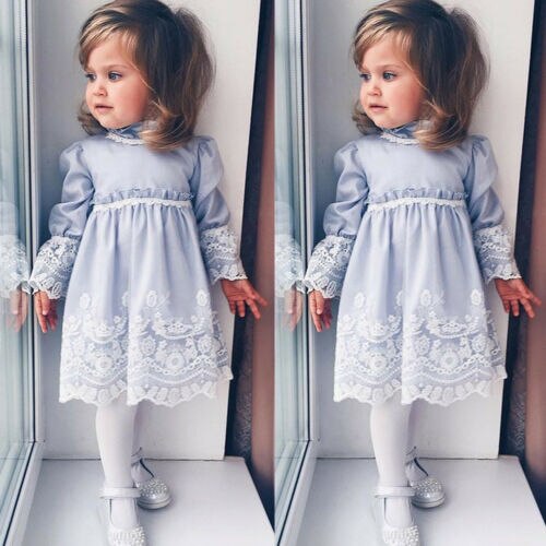 US Flower Girl Princess Lace Dress Kid Baby Party Wedding Pageant Gown Formal Dresses