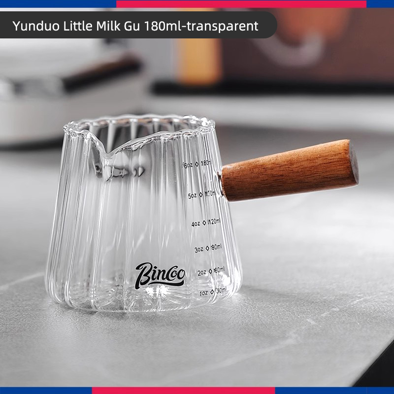 Misurino in vetro con manico in legno 1pc misurino per caffè caffè espresso in vetro doppia bocca singola caffè al latte tazza trasparente forniture per caffè: Radura