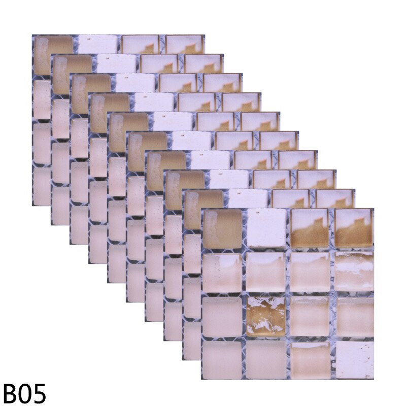 10pcs 10cm Mosaic Wall Tile Waterproof Self Adhesive Stickers for Home Bathroom PVC Tile Decal Kitchen Wall Sticker Art Decorate: B05