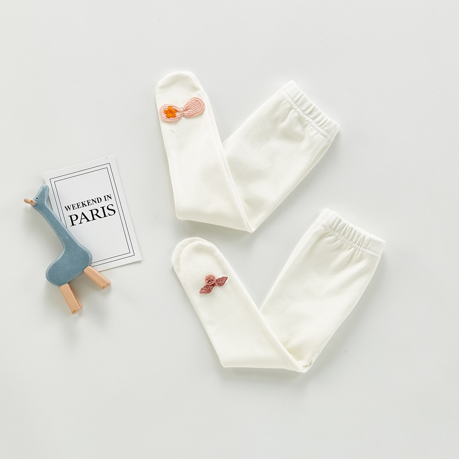 Baby flickor söta bowknot vita leggings 0-3 år baby all-match strumpbyxor