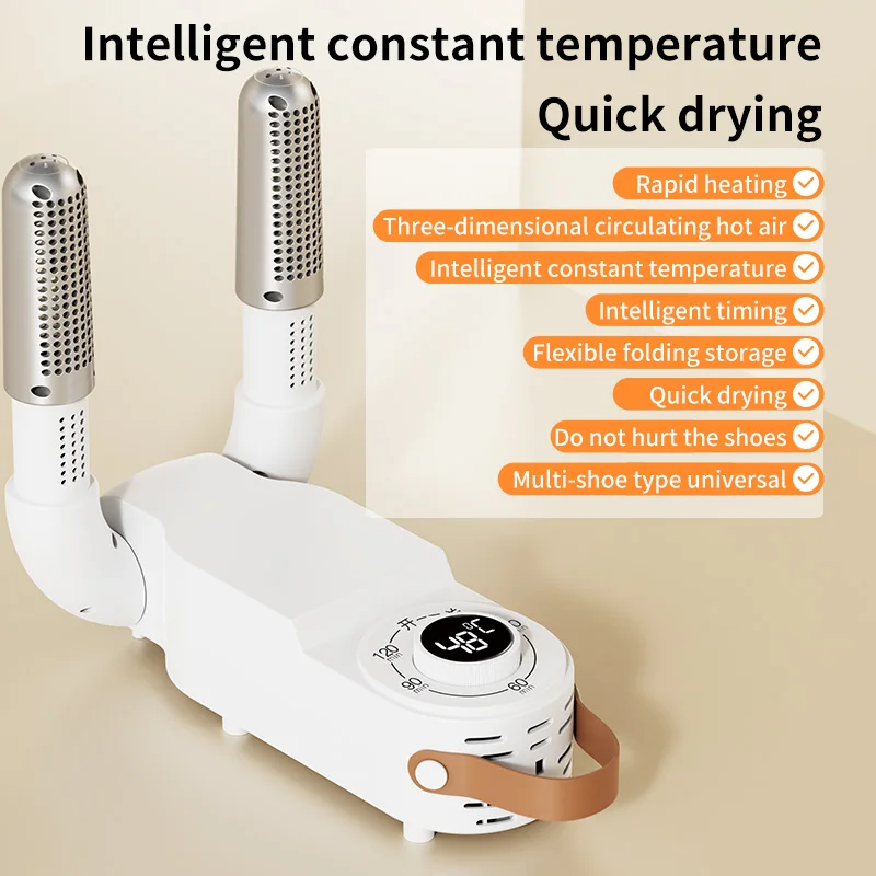 Verstelbare droger Schoenendroger Intelligente timer Sneldrogend Ontgeuren Steriliseren Schoenendroger Huishoudelijke schoenwarmer Verwarming: zwarte kleur