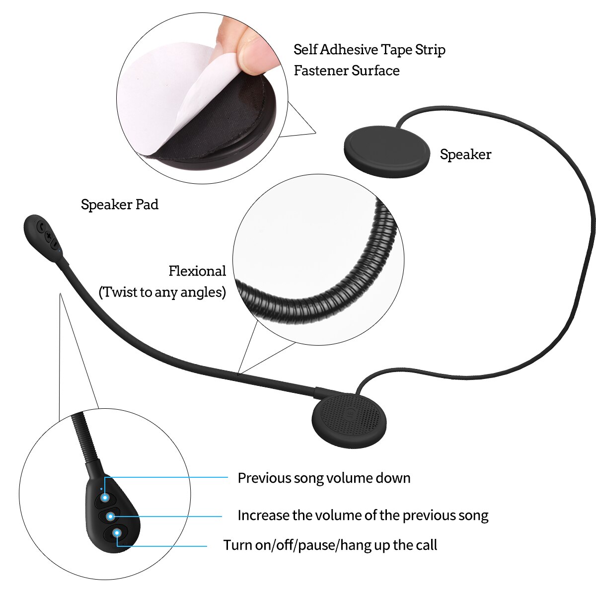 Moto Helm Headset Bluetooth 5.0 Ultradunne Motorfiets Koptelefoon Draadloze Speaker Hoofdtelefoon Handsfree Call Music Play