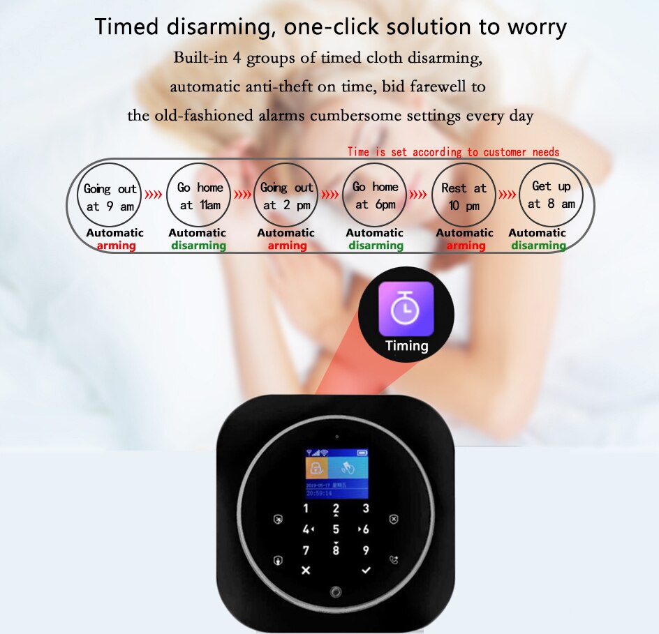 Tuya-sistema de alarma GSM para seguridad del hogar, tarjeta SIM, marcador de teléfono, aplicación de Control remoto, 11 idiomas, alarma antirrobo