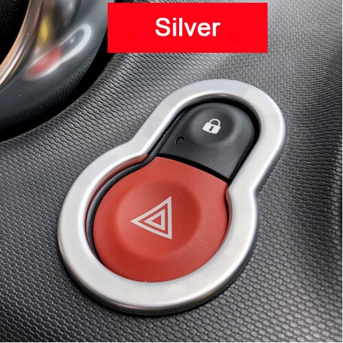Car Interior Warning Light Lamp Switch Warning Button Trim Cover Sticker For Mercedes Smart Fortwo Forfour 453 Car Accessories: Silver