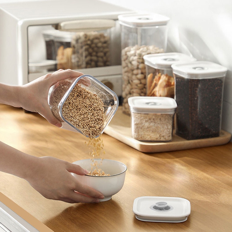 500-1500ML Airtight Cans Grain Storage Box Household Kitchen Food Grade Nuts Beans Grain Plastic Storage Storage Tanks Style