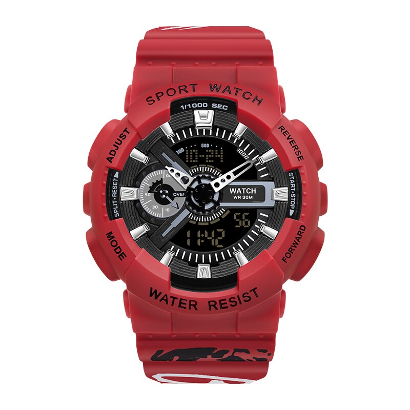 SANDA Elektronische LED Licht männer Uhren Zeiger Und Digital Armbanduhr Luxus Zählen Unten Stoßfest Uhr Herren Für Stunde: costa rot