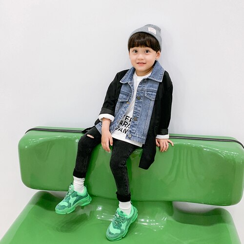 Children's Coat Boys Spring and Autumn Jeans Baby Spring Western Style Children Korean Version of the Wave Spring: 12