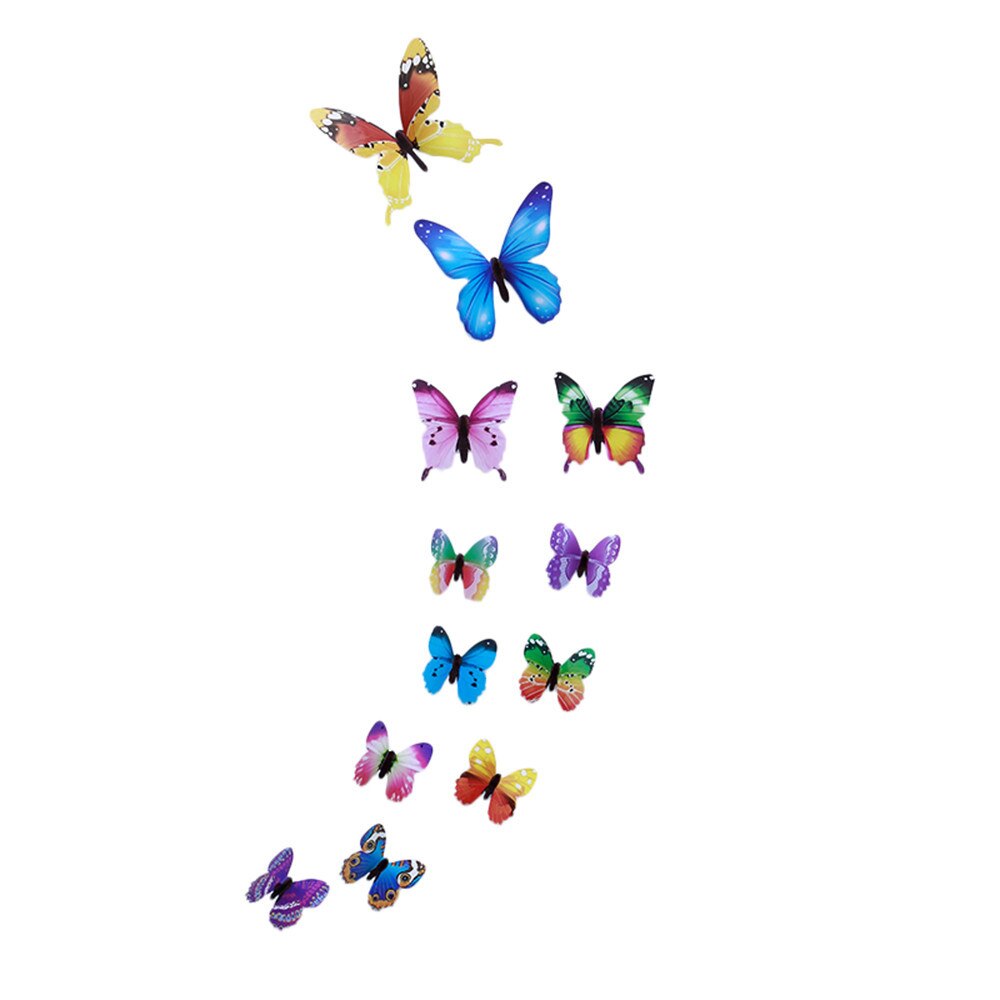12 Pairs 3D DIY Wall Sticker Stickers Butterfly Home Decor Room Decorations Wall Stickers Poster Wallpaper: Multi
