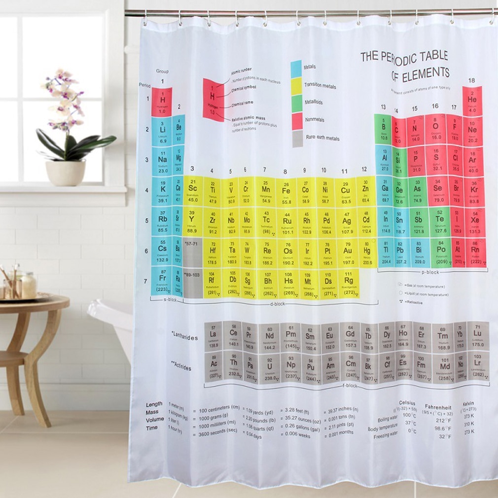 Chemische Periodensystem Streifen Polyester 1,8 m Lange Stoff Schlecht Gewichteten Dusche Vorhang groß Knall Theorie Sheldon Gleichen Vorhang