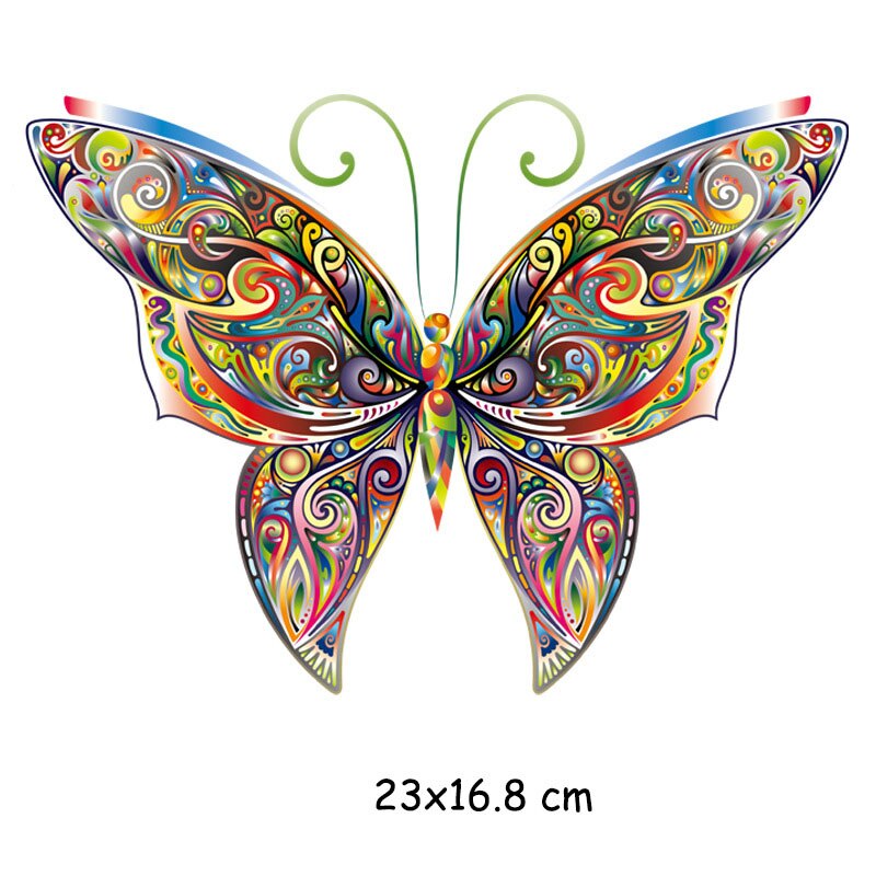 Geometrische bloemen kat vlinder warmteoverdracht strijkapplicaties voor jeans t-shirt kleding doe-het-zelf knutsel stickertoepassingen 47151: 2bt-47111-2