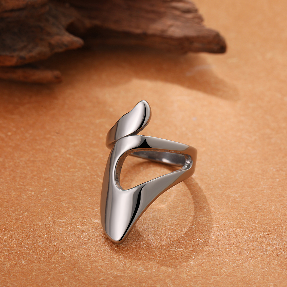 Onregelmatige geometrische gladde metalen open ringen voor dames heren Verklaring dikke koepelvingerring verstelbare roestvrijstalen sieraden: Oranje
