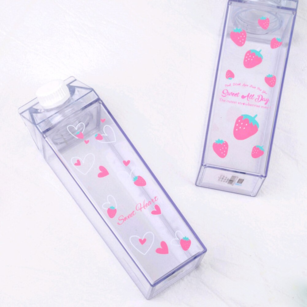 Plastikowe przezroczyste mleko karton butelka wody moda przezroczysty kartonu mleka sok kubek wody prezenty dla dziewczynek HKS99