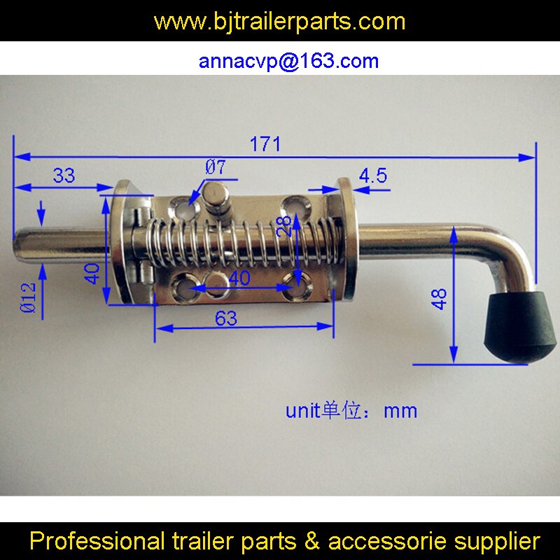 stainless steel Tailgate Latch Fastener Lock Spring Loaded 12mm x 171mm spring loaded catches,Truck Trailer Ute trailer parts