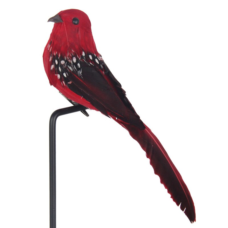 Foam Home Outdoors Garden Wedding Decoration Ornament 1pc Feather Artificial Parrots Imitation Bird Model DIY Party Use: Red