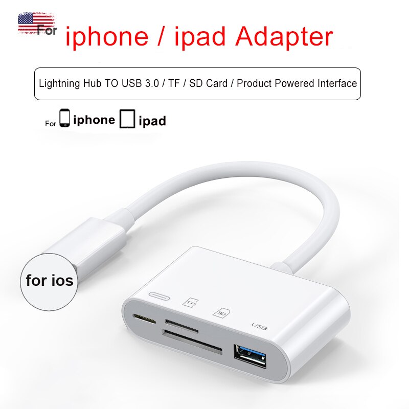 OTG USB Camera Multimemory Adapter for Lightning To Micro SD TF Card Reader Kit for Iphone Ipad for Apple Ios 13 Converter: 1 ip 4