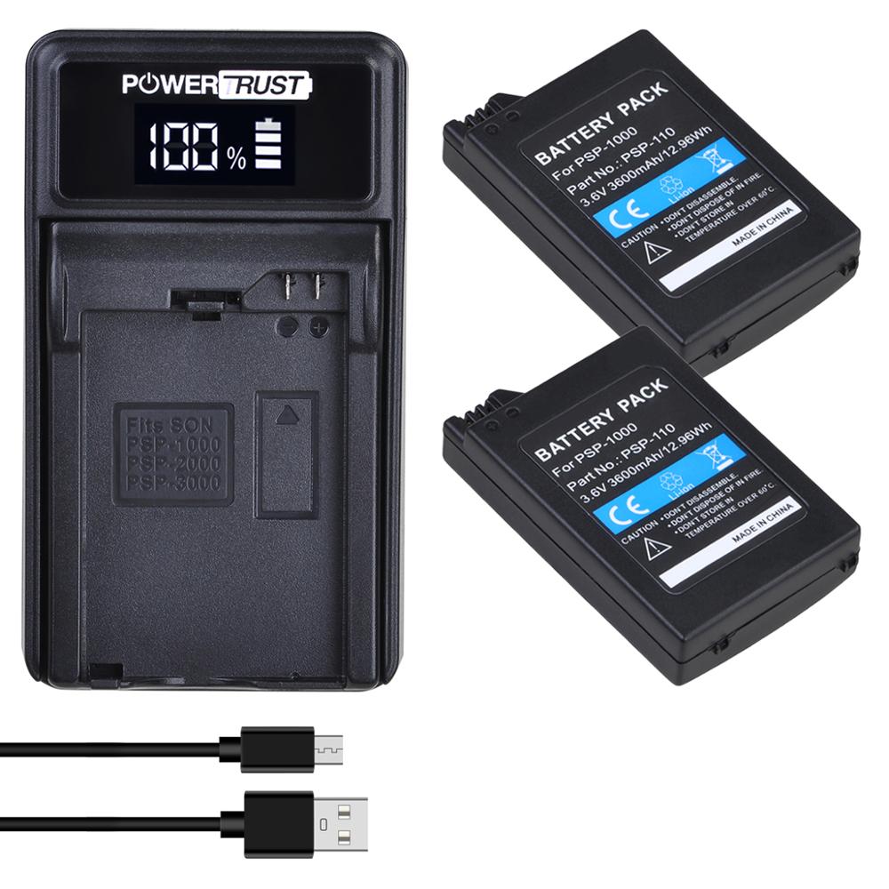 Powertrust 3.6V 3600 Mah PSP-1000 PSP1000 Oplaadbare Batterij Voor Sony 98523, PSP-1001, PSP-110: 2Battery and charger