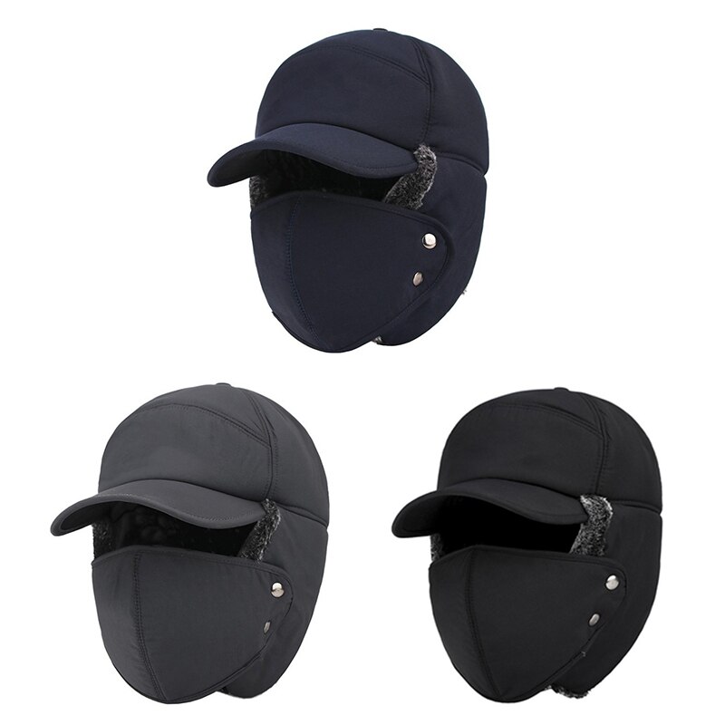 Chapeau coupe-vent en fourrure pour hommes et femmes, casquette à rabat d'oreille bombardier, casquette Anti-neige équipement de plein air en coton, hiver