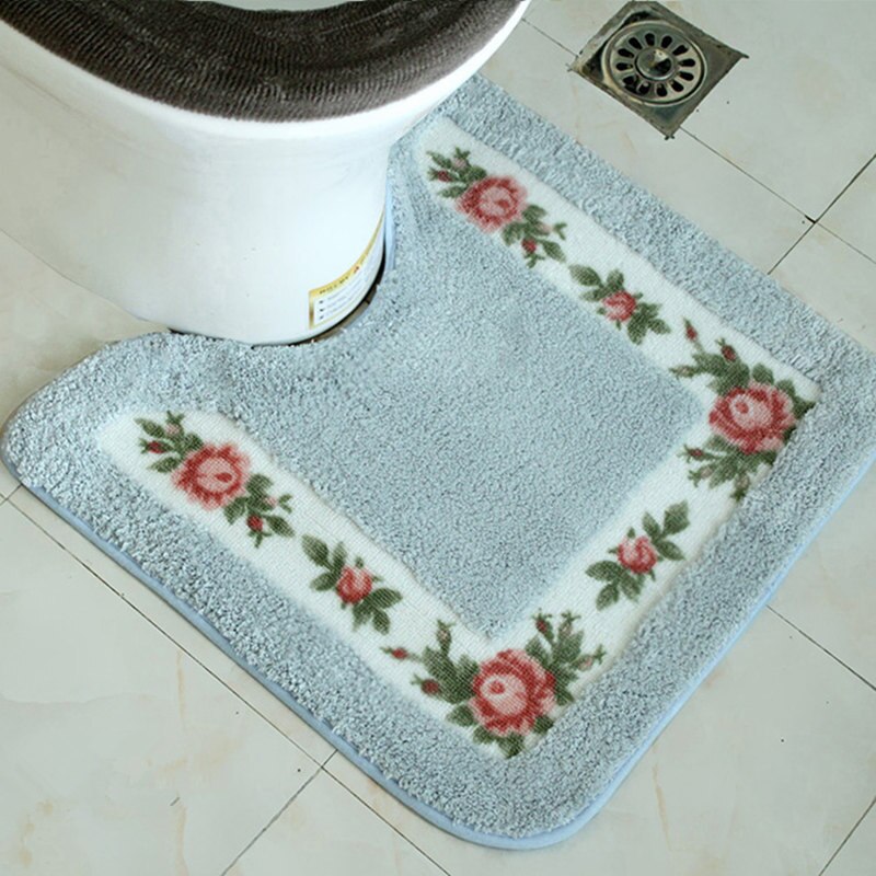 1 pc shower pad badeværelse tæppe gulvmåtte til toilet koral fløjl blød bad tæppe gulv tæppe badeværelse tæppe til badeværelse toilet: Blå retvinkel