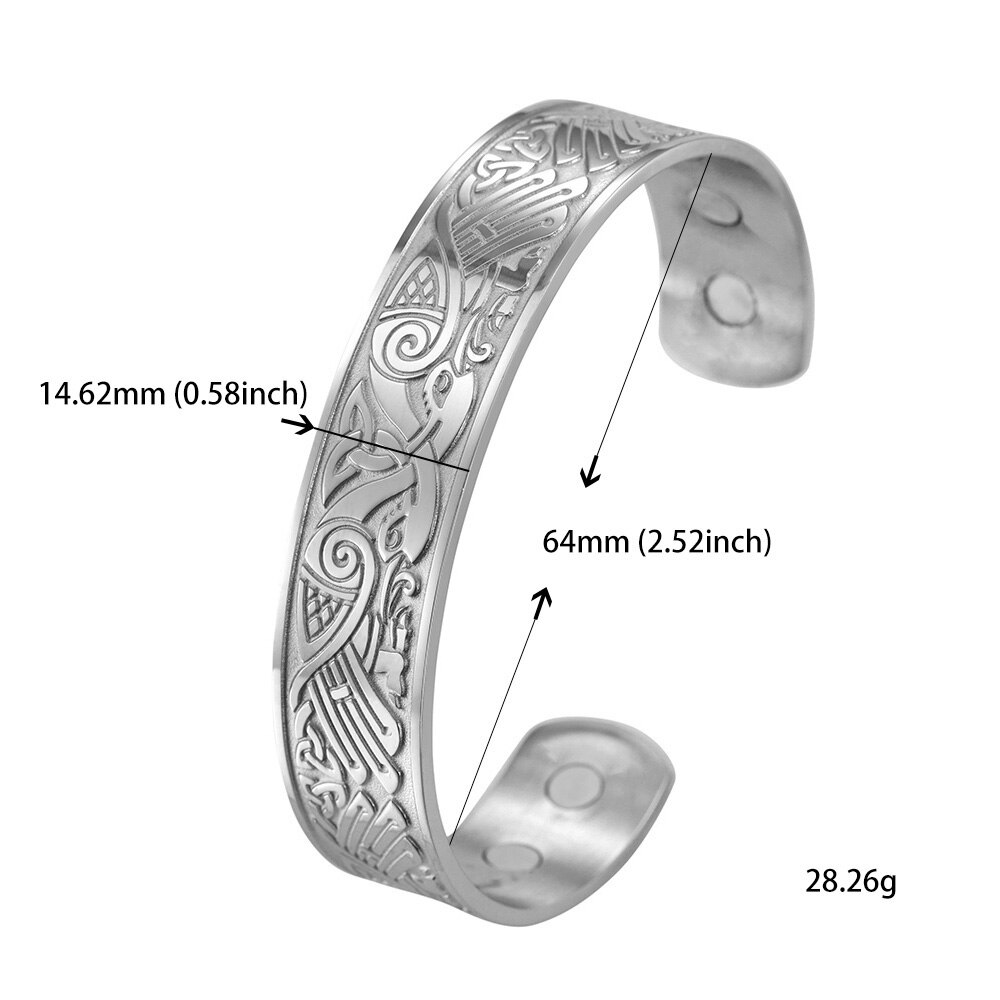 Skyrim saluto Terapia Magnetica 316L Bracciali in Acciaio Inox Fenice totem Vichingo Del Polsino Del Braccialetto Del Wiccan Amuleto Del Braccialetto Delle Donne Degli Uomini: stile 2 acciaio