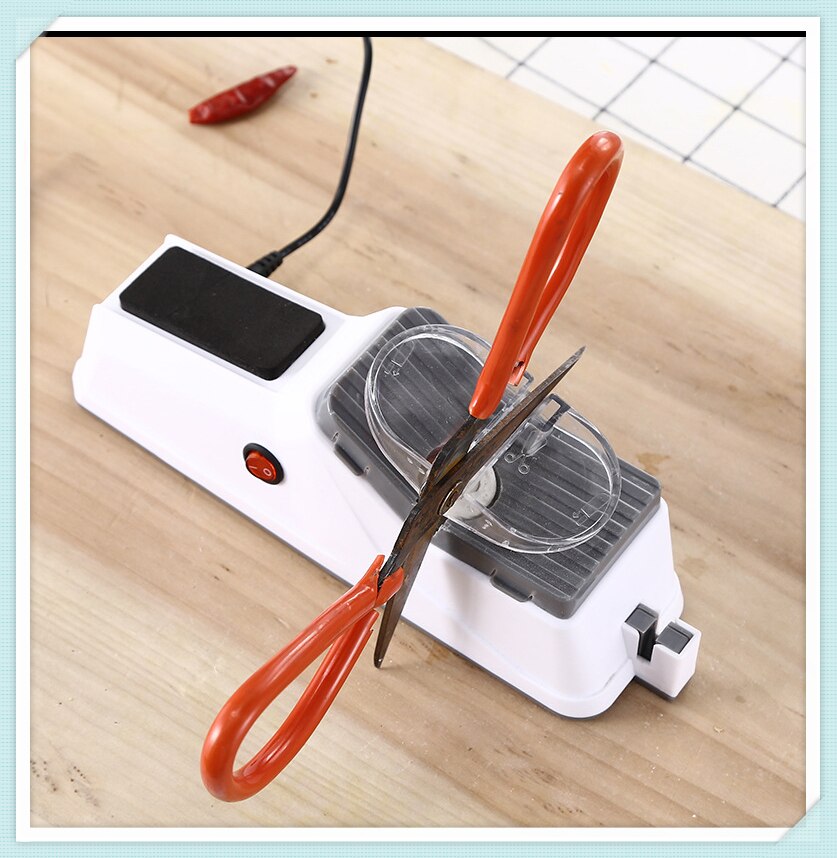 USB Electric Knife Sharpener Adjustable For Kitchen Knives Tool Knife Scissor Sharpening White Medium And Fine Grinding Blade