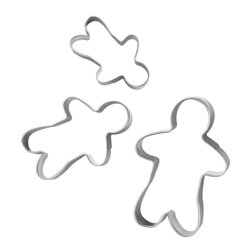 3pcs/set Cute Christmas Cookie Cutter Set Stainless Steel Gingerbread Man Cookie Shapes Kitchen Baking Tools