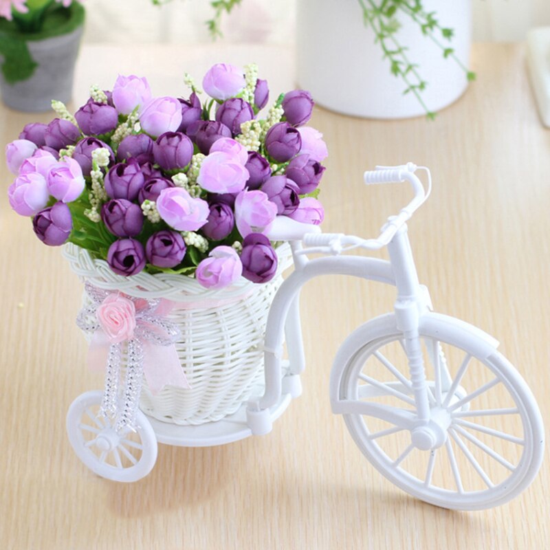 Valentinsdag rattan cykelholder knude steg kunstig blomst hjem bryllupsdekoration fødselsdag