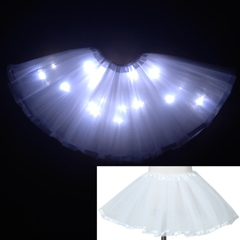 Jaar licht led meisje kinderkleding tutu rok prinses feest tutu's tule pettiskirt kind ballet dans kerst paars: Wit