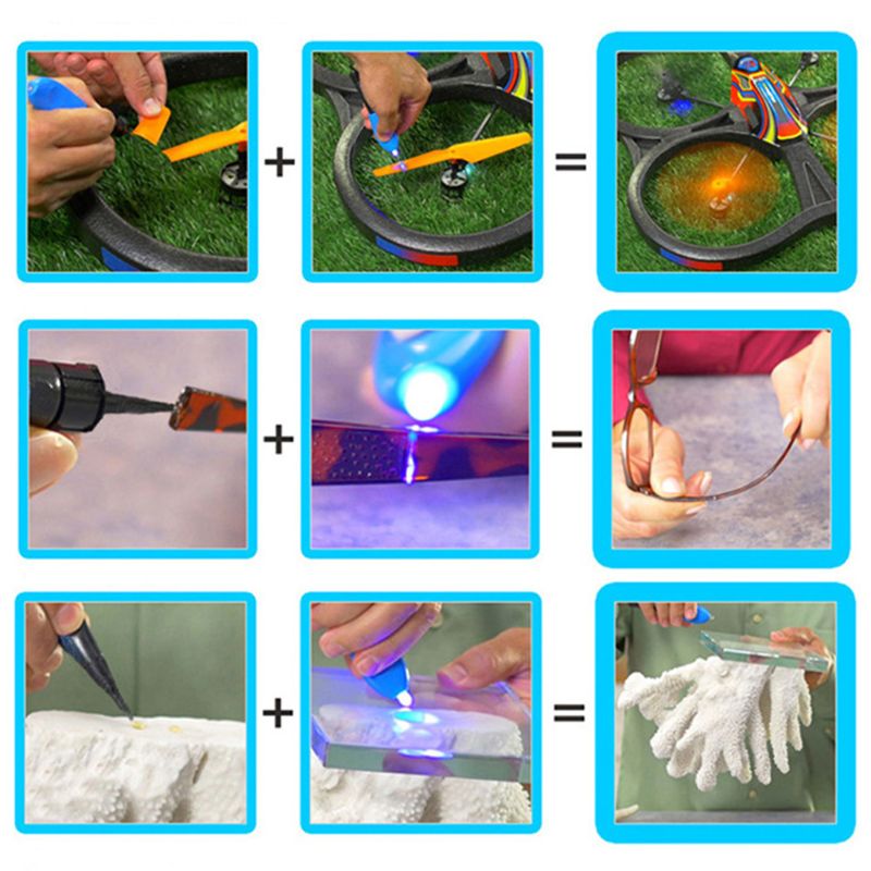 Colle à lumière UV 5 secondes 15ml | Avec lampe UV, liaison forte pour verre céramique