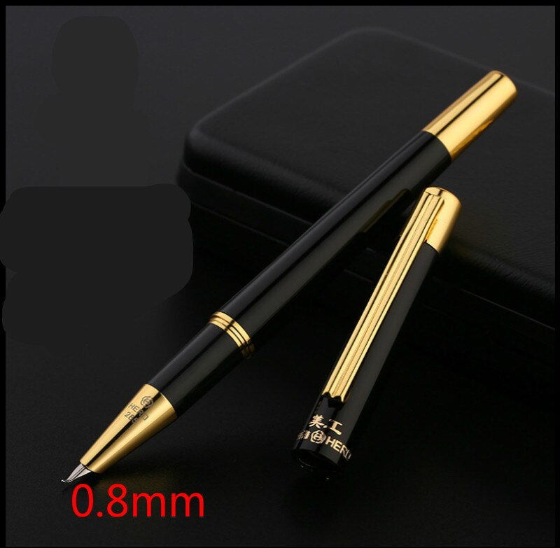 Authentic Hero 285 metal calligraphy pen art fountain pen iraurita ink pen 0.5mm /0.8mm business office fountain pen box: 08