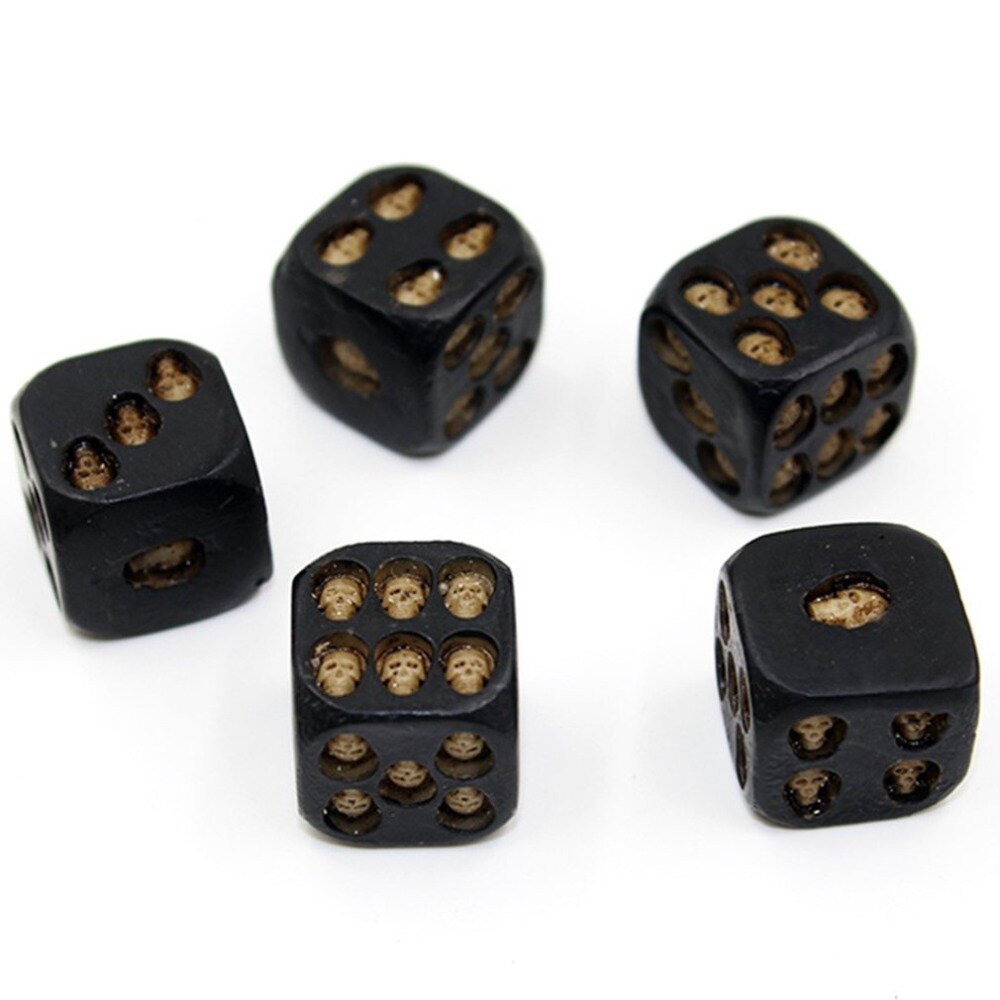 5Pcs/Set HANDMADE Skull Bones Dice Six Sided Skeleton Dice Club Pub Party Game Toys Resin Dice for Children and Adults