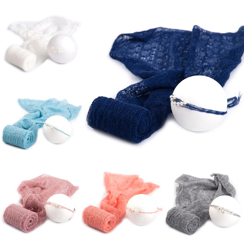 2 unids/set atrezos para fotografía de bebés envolturas de manta de punto elástico de foto recién nacido accesorios paño tocado