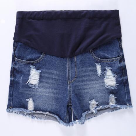 Foucome Maternity Jean Shorts Under Bump Wide Elastic Band Waist Pregnancy Denim Shorts For Women, A Light Blue, S