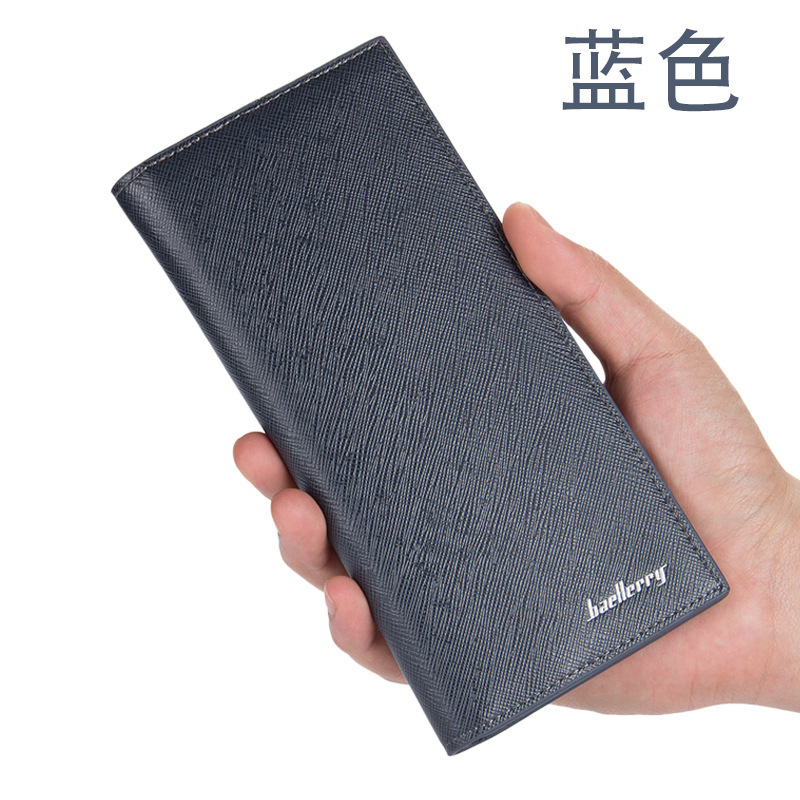 Style Male Long And Super Thin Wallet Soft PU Leather Leisure Or Business Style Purse Mens Desginer Clutch Pocket: Blue