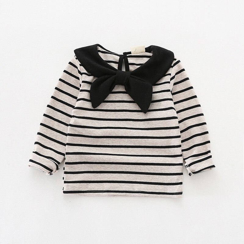 A righe bambino maglietta di modo del cotone neonato superiore tee camicie 2018 primavera autunno bambini vestiti costumi di autunno della ragazza t-camicia: nero / 18m