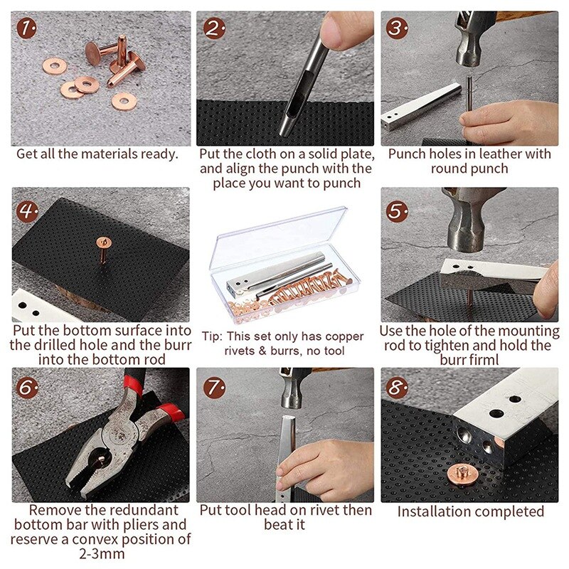 50 Sets Van Koperen Klinknagels En Bramen, Lederen Riem Portefeuilles, Lederen Koperen Klinknagels, leer Diy Craft Supplies (9/16 Inch)