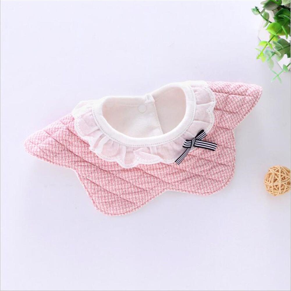 Waterproof Baby Bibs Round Neck Baby Girls Bibs 360 Degree Flower Star Cotton Bib For Girls Baby Clothing Accessories: pink