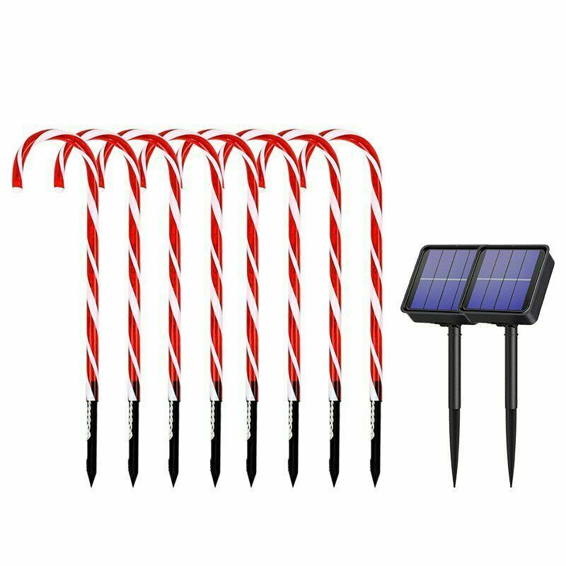 Neue Solar Power Weihnachten Candy Cane Lichter Solar Rasen Lampe Outdoor Solar Lichter LED Weihnachten Decor Garten Pathway Yard Rasen lichter: 8PCS