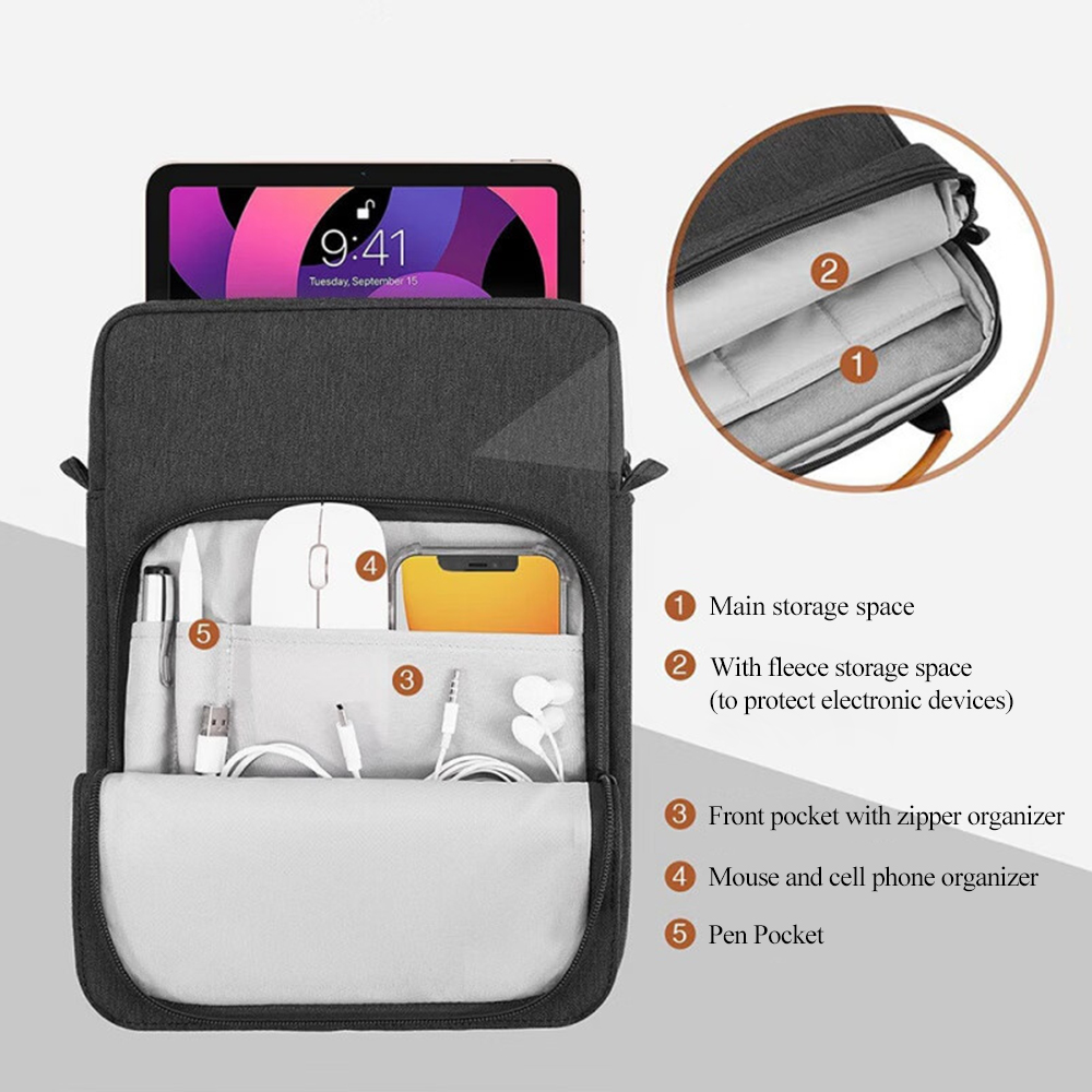 Laptop Tablet Messenger Bag for Macbook Air Pro 11 12 9th / 10.5" 11" iPad Pro Air Tablet Carry Case for Surface HP DELL
