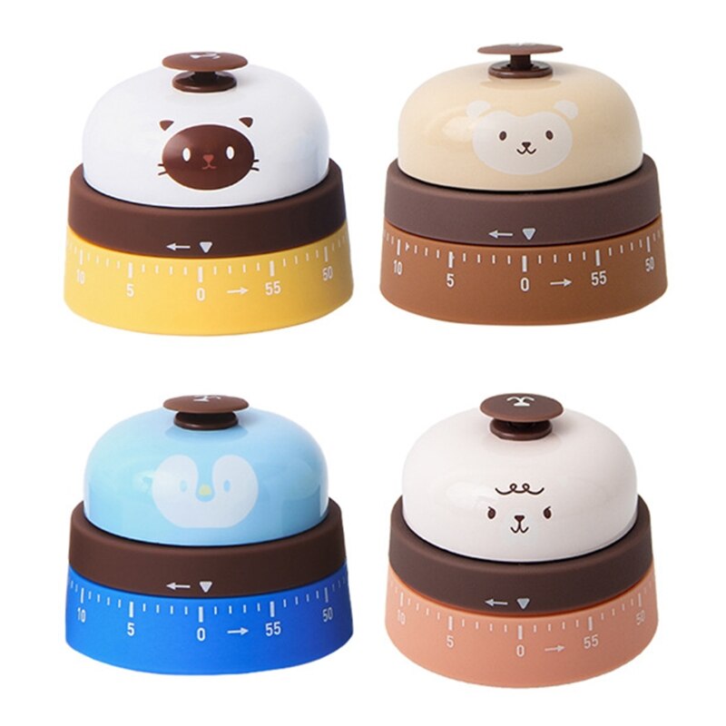 Cute Kitchen Timer Mechanical Reminder Call Bell Button 60 Minutes Countdown Timer for Cooking Reading Baking Tool Kitchen Use