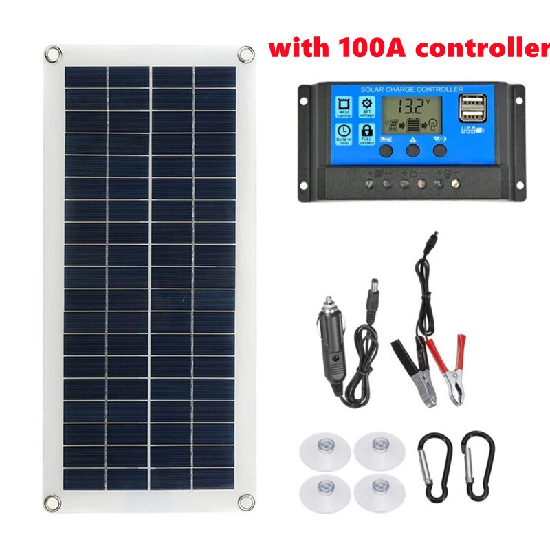 Zanflare – panneau solaire 100W 12V avec contrôleur 100A, pour téléphone, camping-Car, chargeur MP3, chargeur de batterie d&#39;extérieur: Solar Panel G