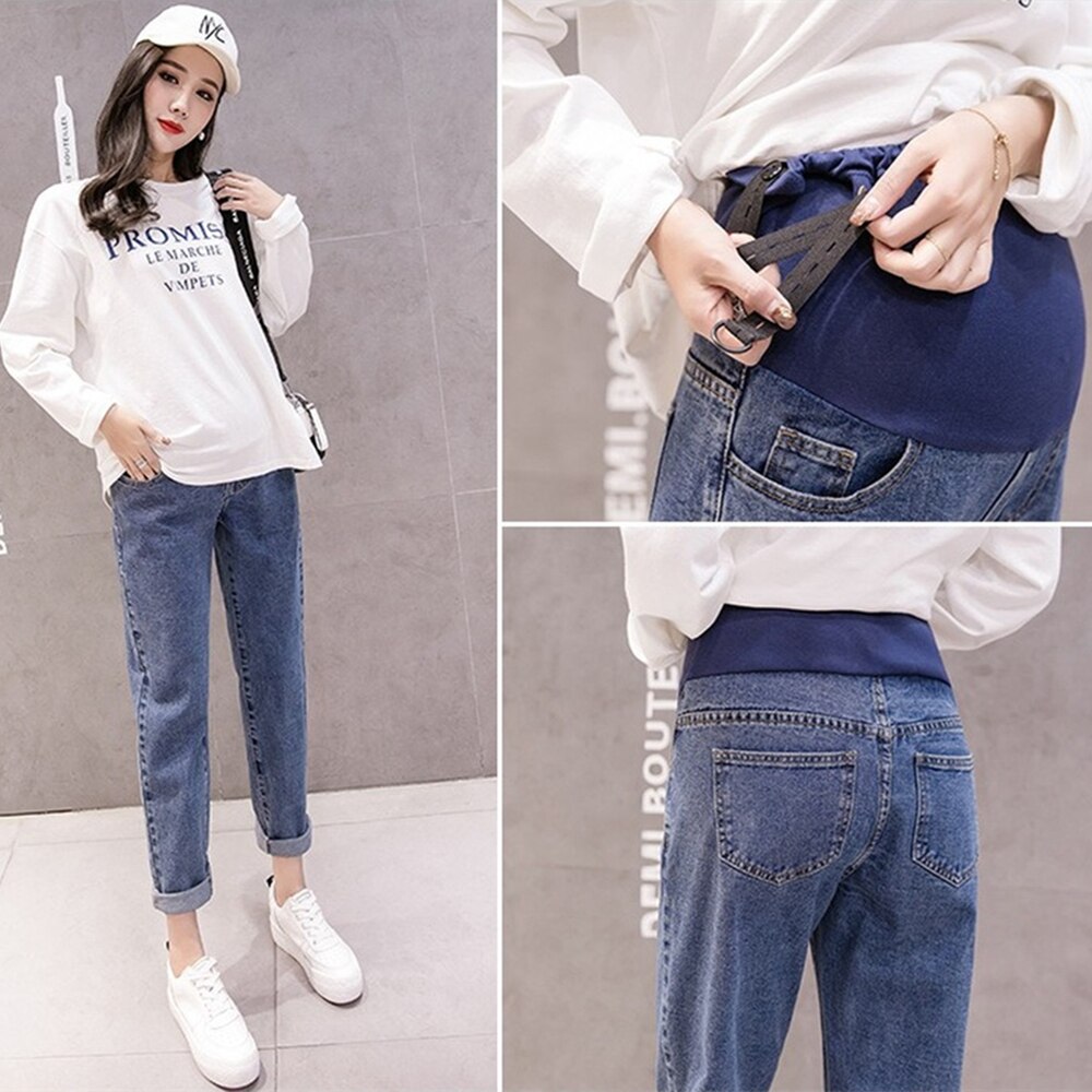 Schwangerschaft Bauch Hosen Freund-Jeans Mutterschaft Hosen Für Schwangere Frauen Kleidung Hohe Taille Schlauch verlieren Denim Jeans
