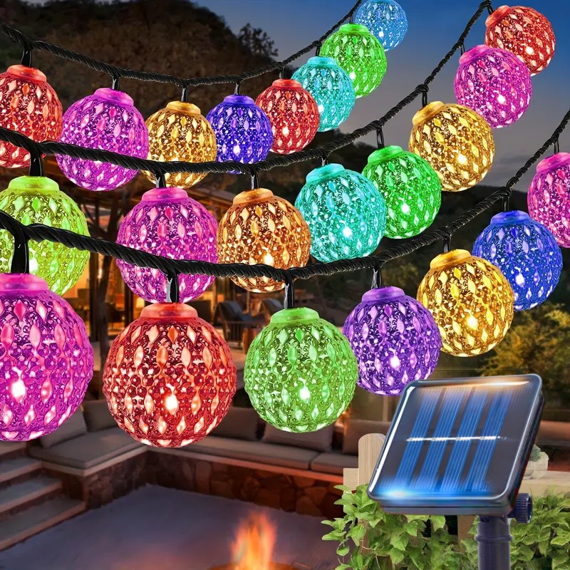 Solcelledrevne marokkanske kulelyslenker 20/30/50 led-eventyrklokker 8 moduser for hage, jul, bryllup, utendørs lyslenke: Blå / 11-15w