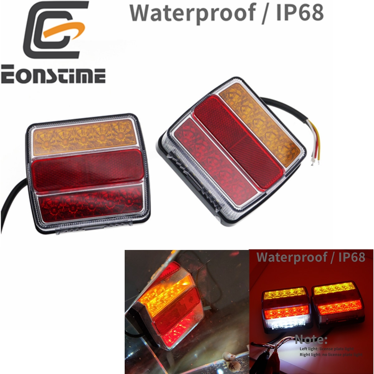 thumbnail image 2 of WAS W83D Compact LED Fog Lamp Kit – 12V/24V Rectangular Red Light For Trailer/Caravan 2 of 6